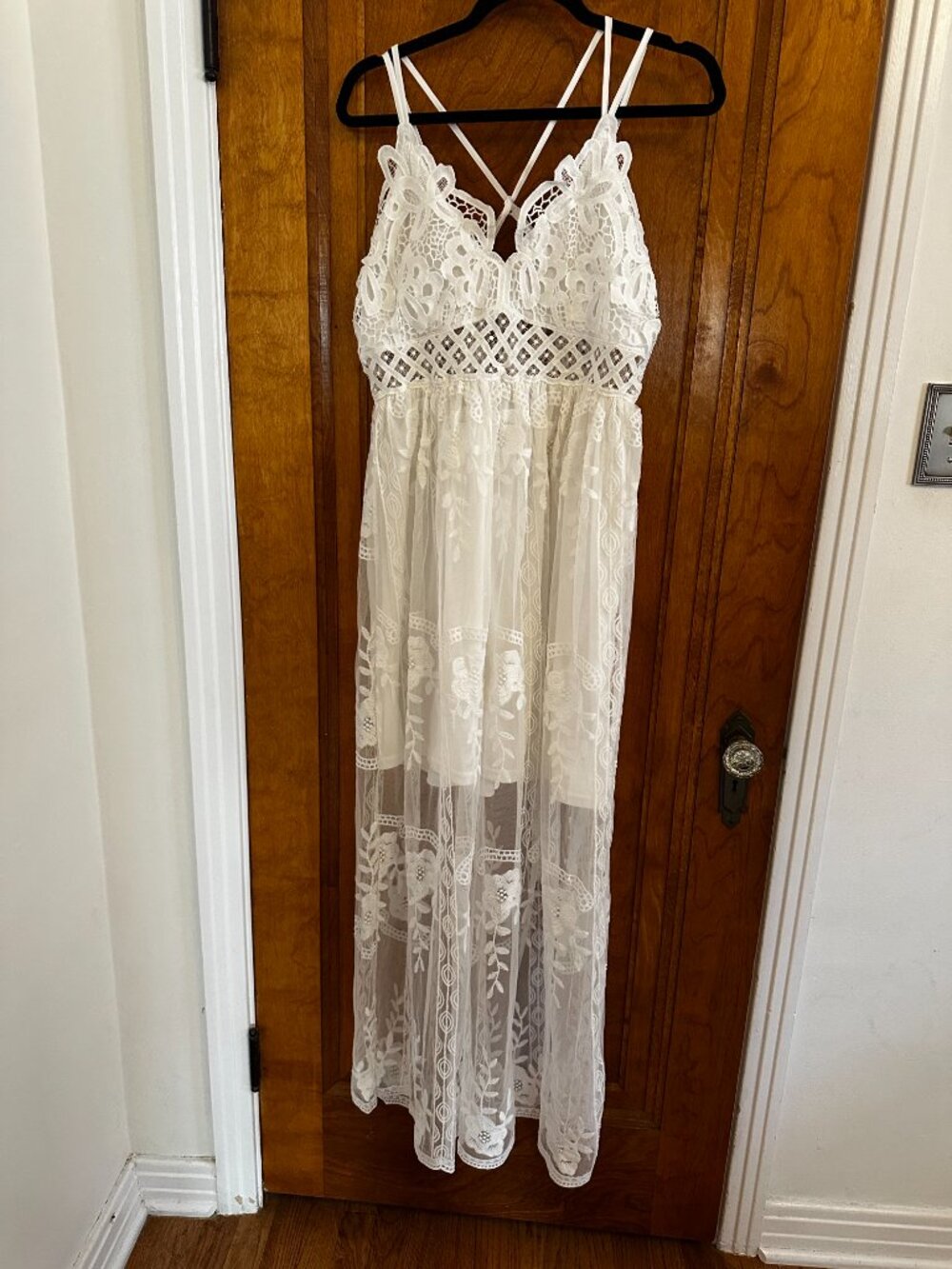 White Embroidered Lace Maxi Dress